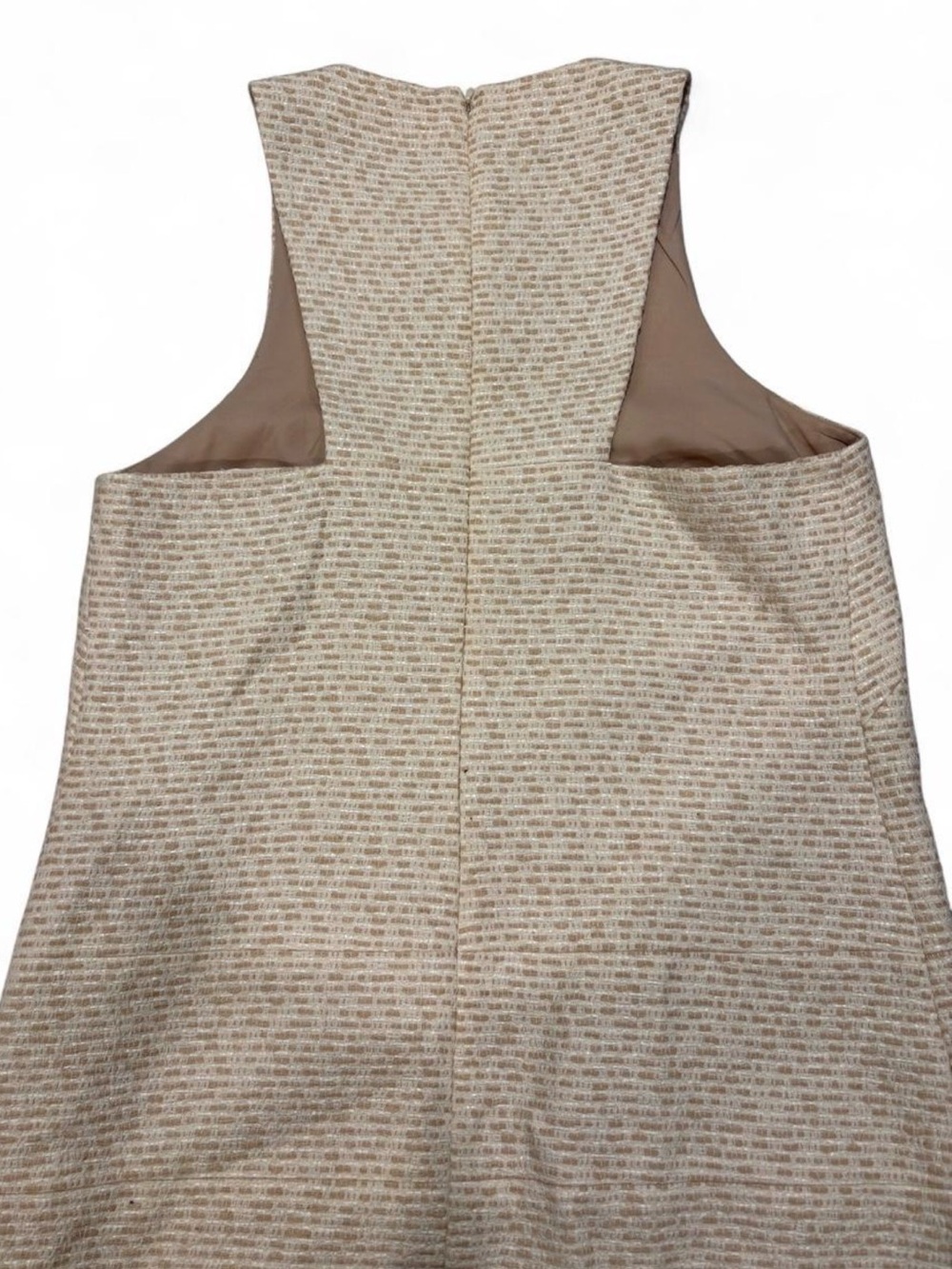 4C Textured Beige Tweed Sleeveless Dress